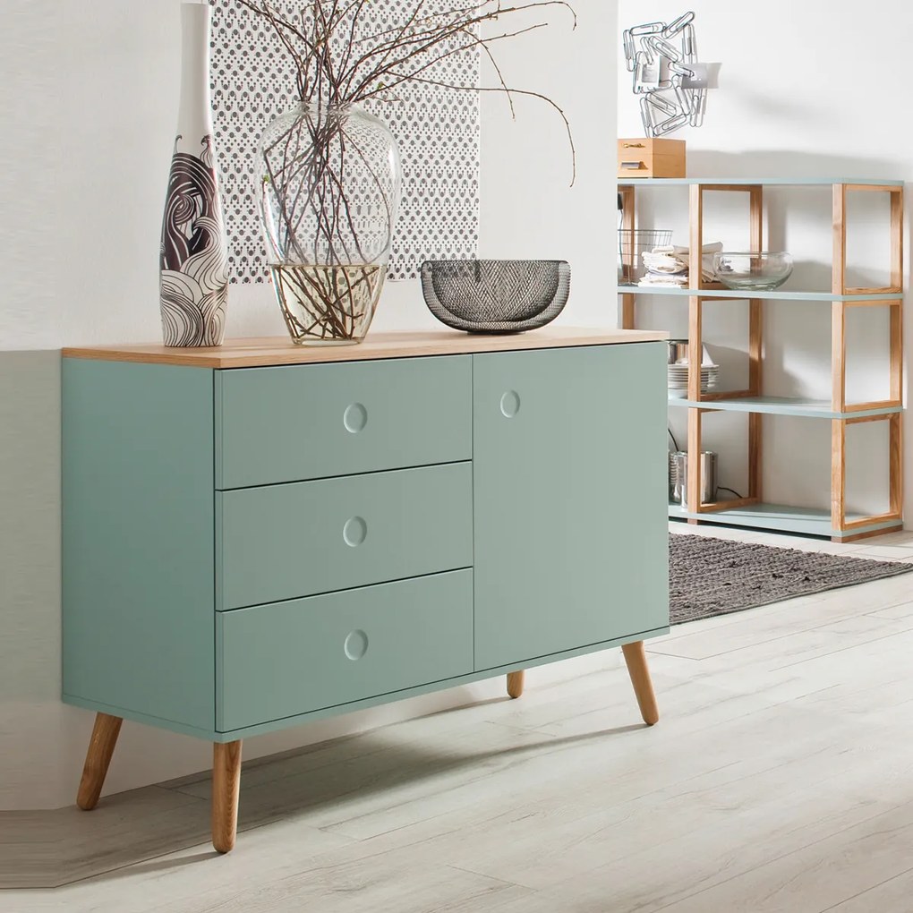 Tenzo Dot Groen Dressoir Met Eiken Blad - 109x43x79cm.