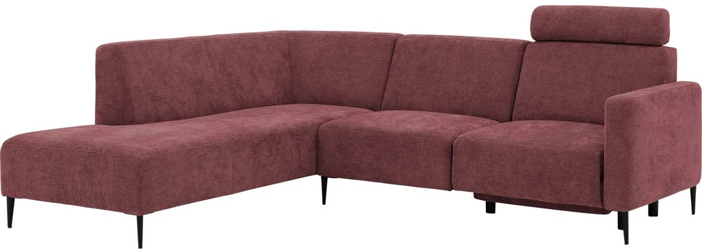 Goossens Hoekbank Tiolo Met Relaxfunctie En Hoofdsteun rood, stof, 3-zits, modern design met ligelement links