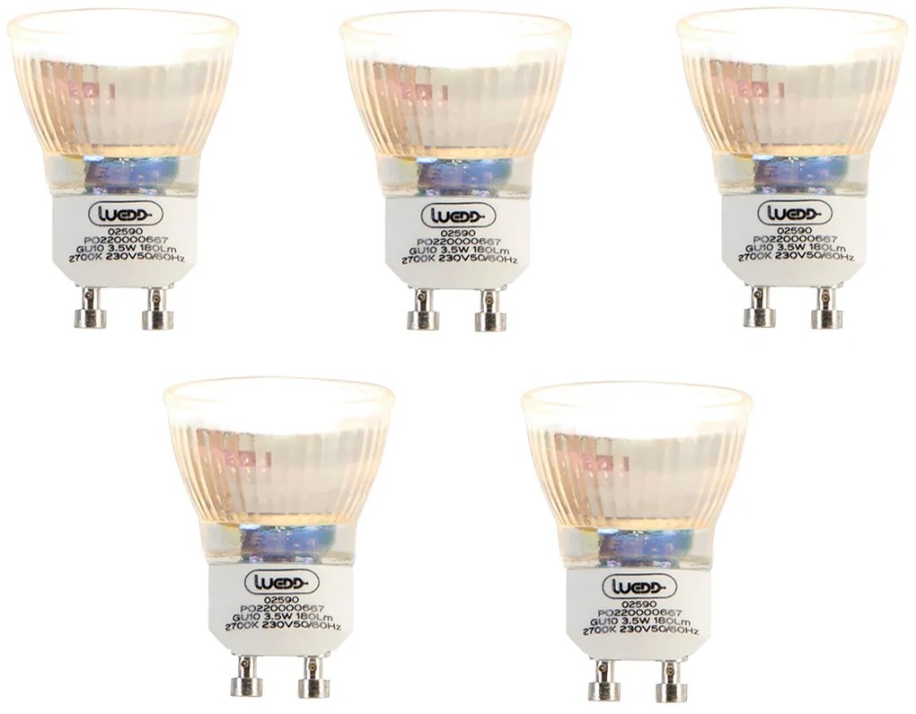 Set van 5 GU10 LED lampen 35mm 3,5W 180 lm 2700K