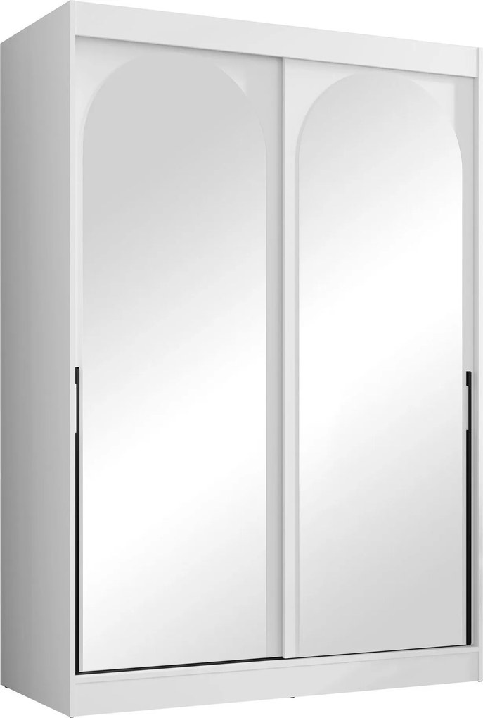 Kledingkast Toledo 131, Wit, Zwart, 216x150x65cm, 148.5 kg, Kledingkast deuren: Schuivend