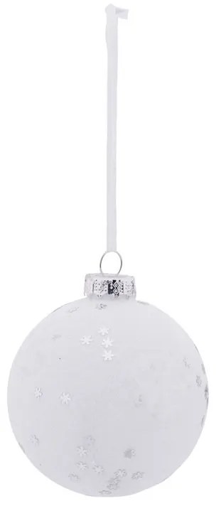 Kerstbal met sneeuwvlokjes - wit - 8 cm