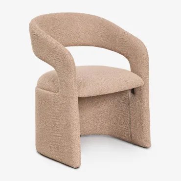 Pakket Van 2 Jules Gestoffeerde Eetkamerstoelen Met Armleuningen Latte Bruin Dikke Chenille - Sklum