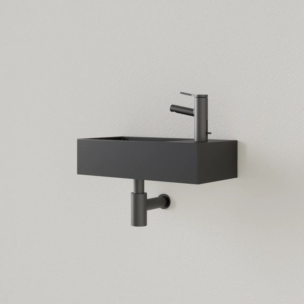 Sanigoods Nano fontein rechts zwart mat met kraangat 36x18cm