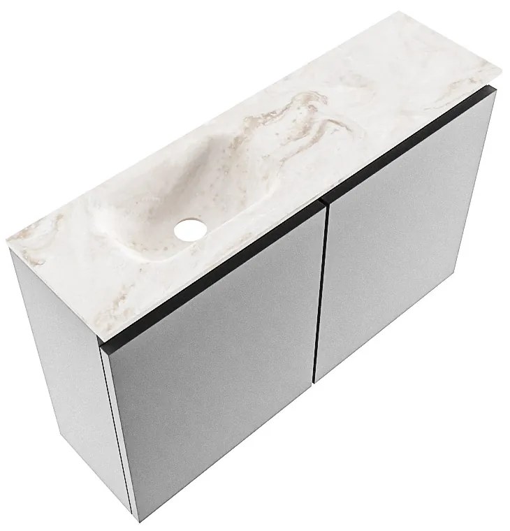 Mondiaz Ture DLux toiletmeubel 80cm plata met wastafel frappe links met kraangat