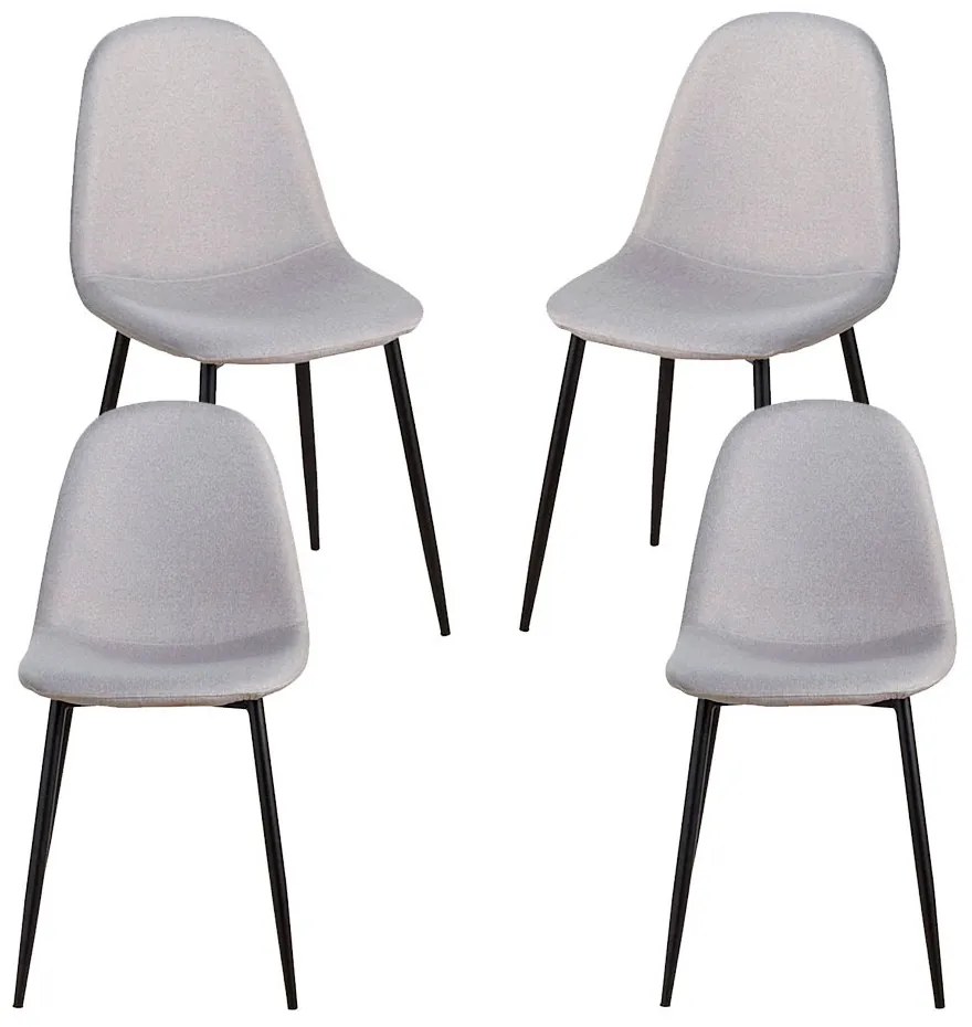 Set van 4 Zwarte Teok Stoffen Stoelen
