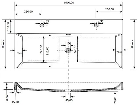 Fontana Kolo wastafelmeubel mat wit 100cm mat witte wastafel 0 kraangaten met ronde spiegel