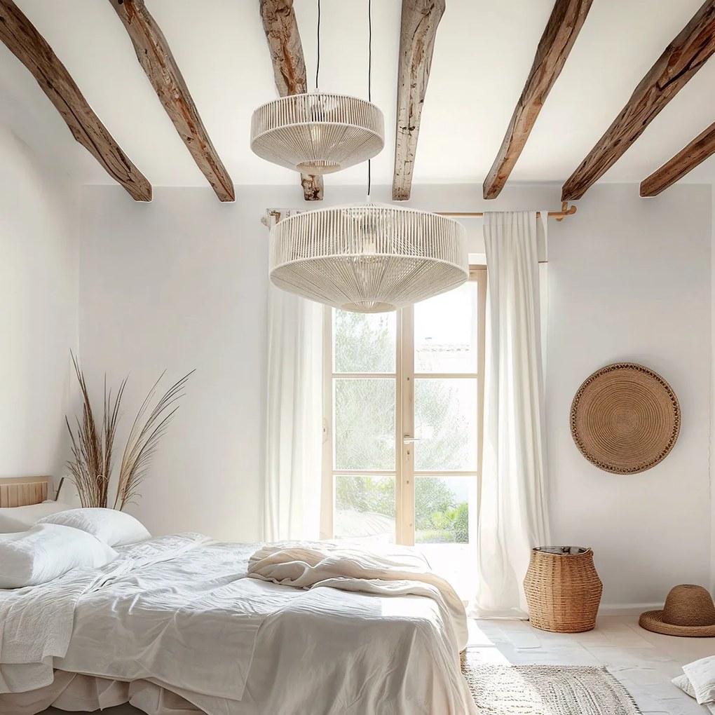 Japandi hanglamp bruin touw 46cm - Svea