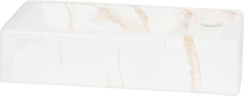 Saqu fontein met kraangat rechts 36x18x9cm Carrara