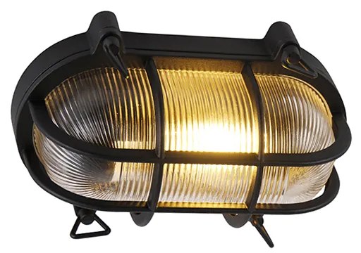 Buitenlamp Industriële wand- en plafondlamp zwart ovaal IP44 - Noutica Industriele / Industrie / Industrial E27 IP44 Buitenverlichting