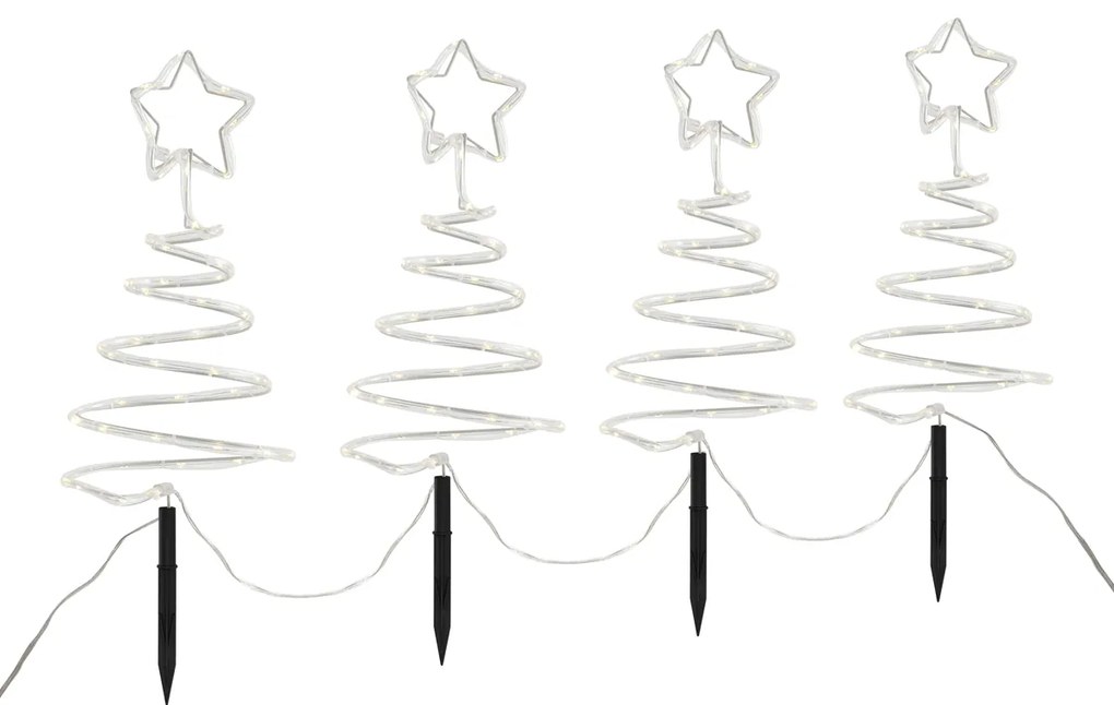 Set van 4 kerst prikspots wit kerstboom incl. LED IP44 - Puno