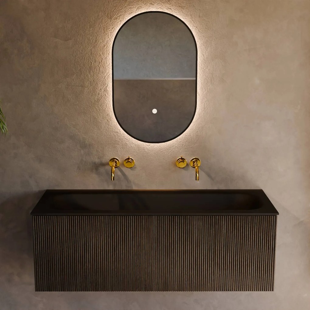 Mondiaz Kurve 120cm badmeubel shadow met 1 lade en wastafel big large midden zonder kraangat urban