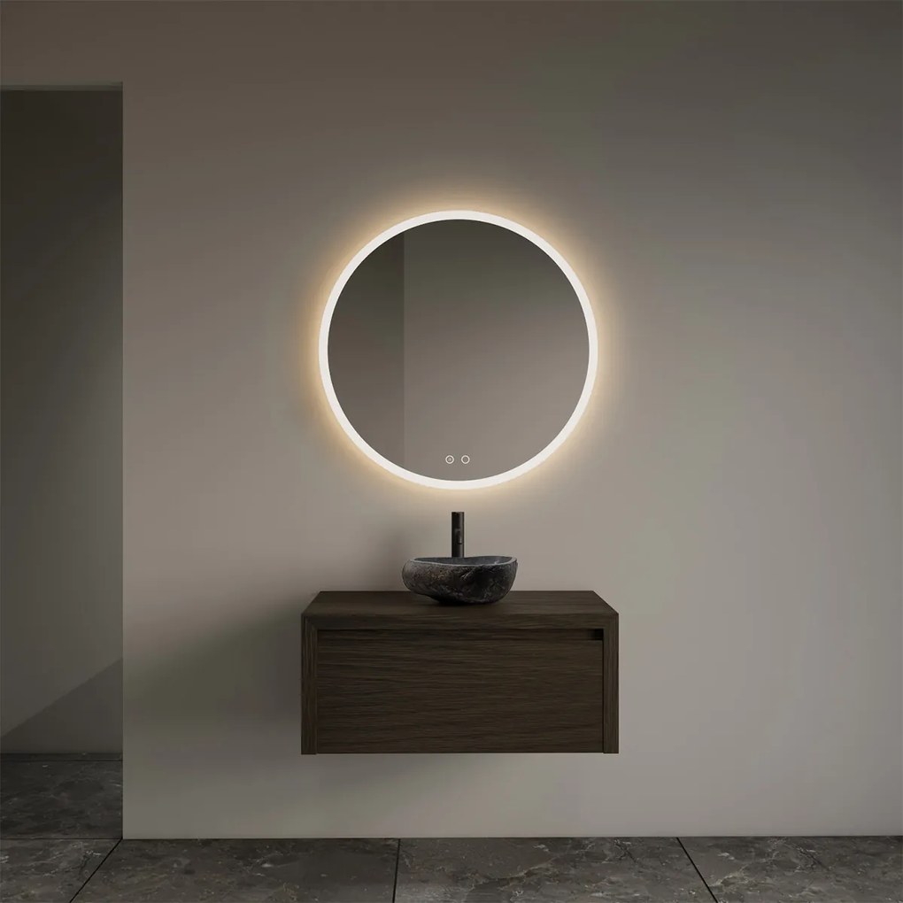 Gliss Design Ares badmeubel 60cm charcoal met rivierstenen waskom