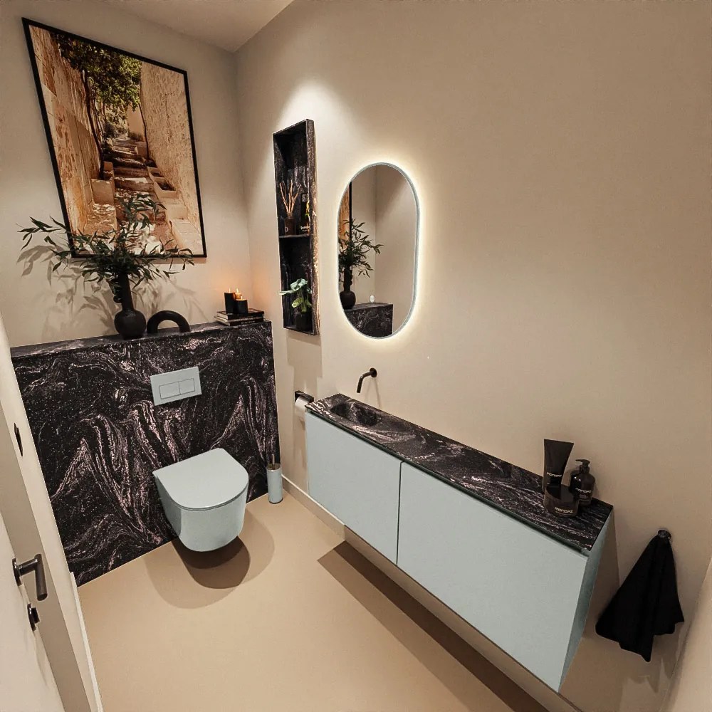 Mondiaz Ture DLux toiletmeubel 120cm greey met wastafel lava links zonder kraangat