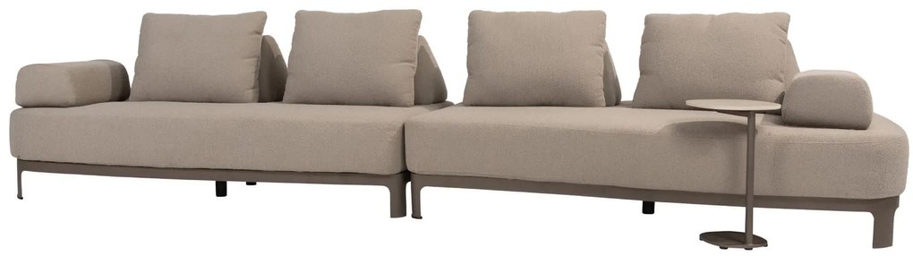 4 Seasons Outdoor Santorini 4-zits loungebank terre met knuffelhoek Loungebank   bruin weerbestendig