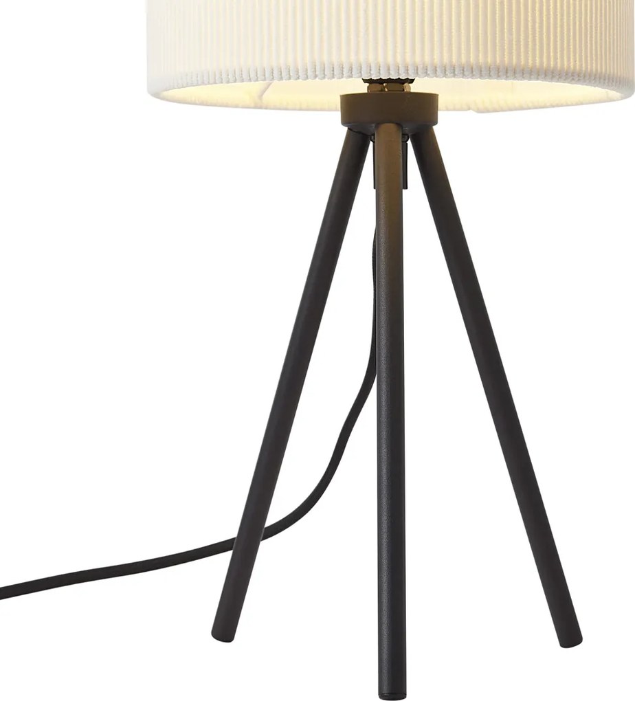 Moderne tripod tafellamp wit met velours kap - Luz