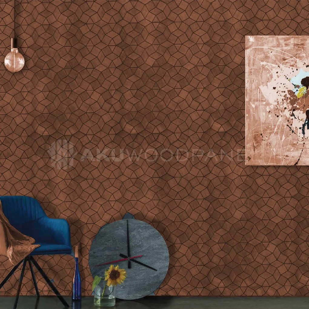 Decopaneel 60 cm x 60 cm Walnoot hout - Gardenia Smoked Brown - 3D Wandpaneel - Wanddeco