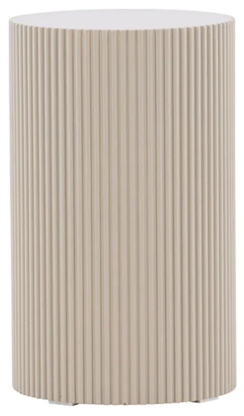Geribbelde Bijzettafel Beige - 31 X 31cm.