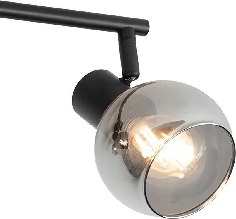 Smart plafondlamp zwart met smoke glas incl. 4 Wifi P45 - Vidro