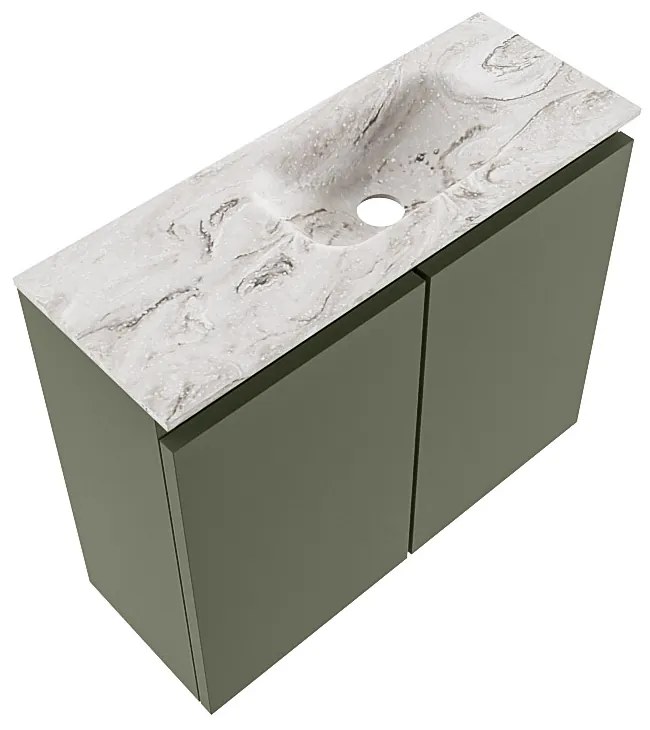 Mondiaz Ture DLux toiletmeubel 60cm army met wastafel glace rechts met kraangat