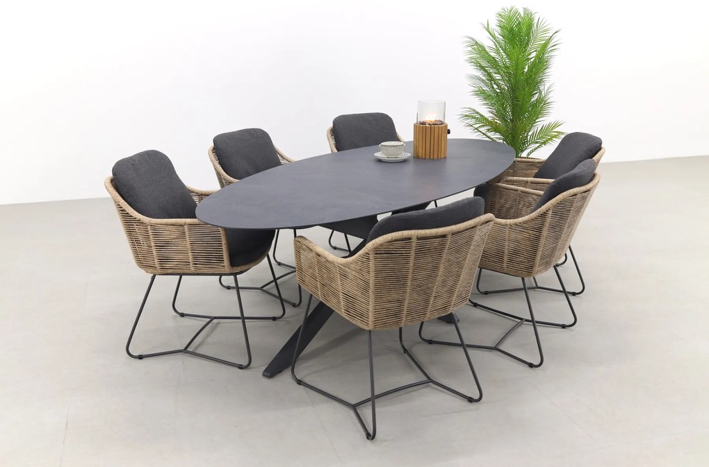 Belmond naturel/Privada 240x107 - Ovale tuinset - 7-delig