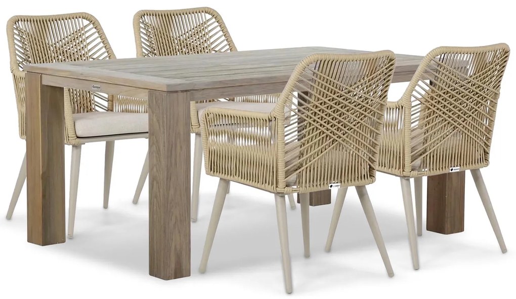 Tuinset 4 personen 165 cm Aluminium/wicker Taupe Coco Vedra/Brighton