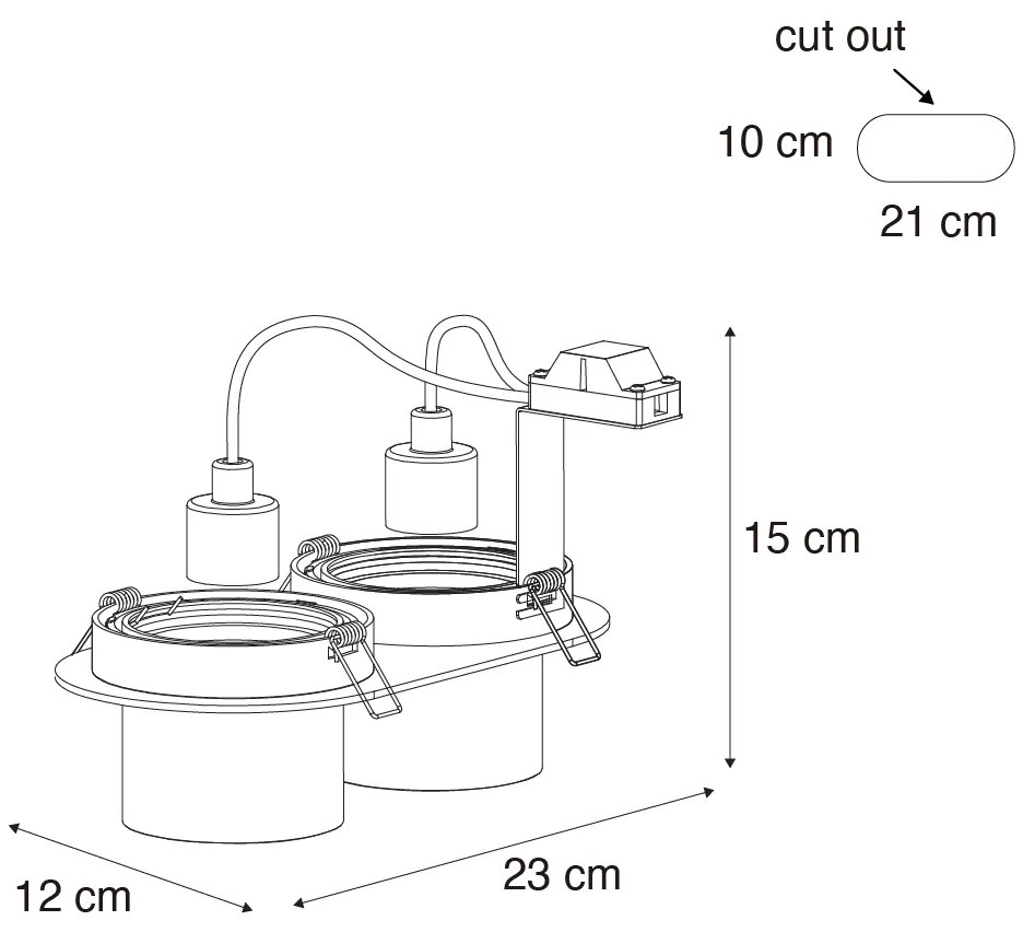 Set van 6 inbouwspots donkerbrons GU10 70mm kantelbaar 2-lichts - Installa