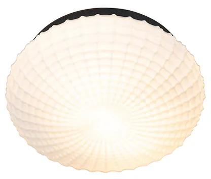 Buitenlamp Klassieke plafondlamp zwart met opaal glas 30 cm IP44 - Nohmi Klassiek / Antiek E27 IP44 Buitenverlichting rond Lamp