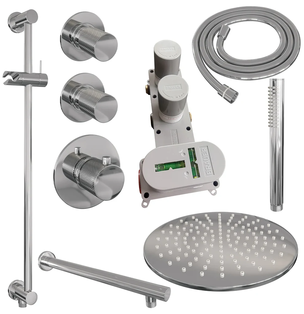 Doucheset zwart met 20cm regendouche en handdouche