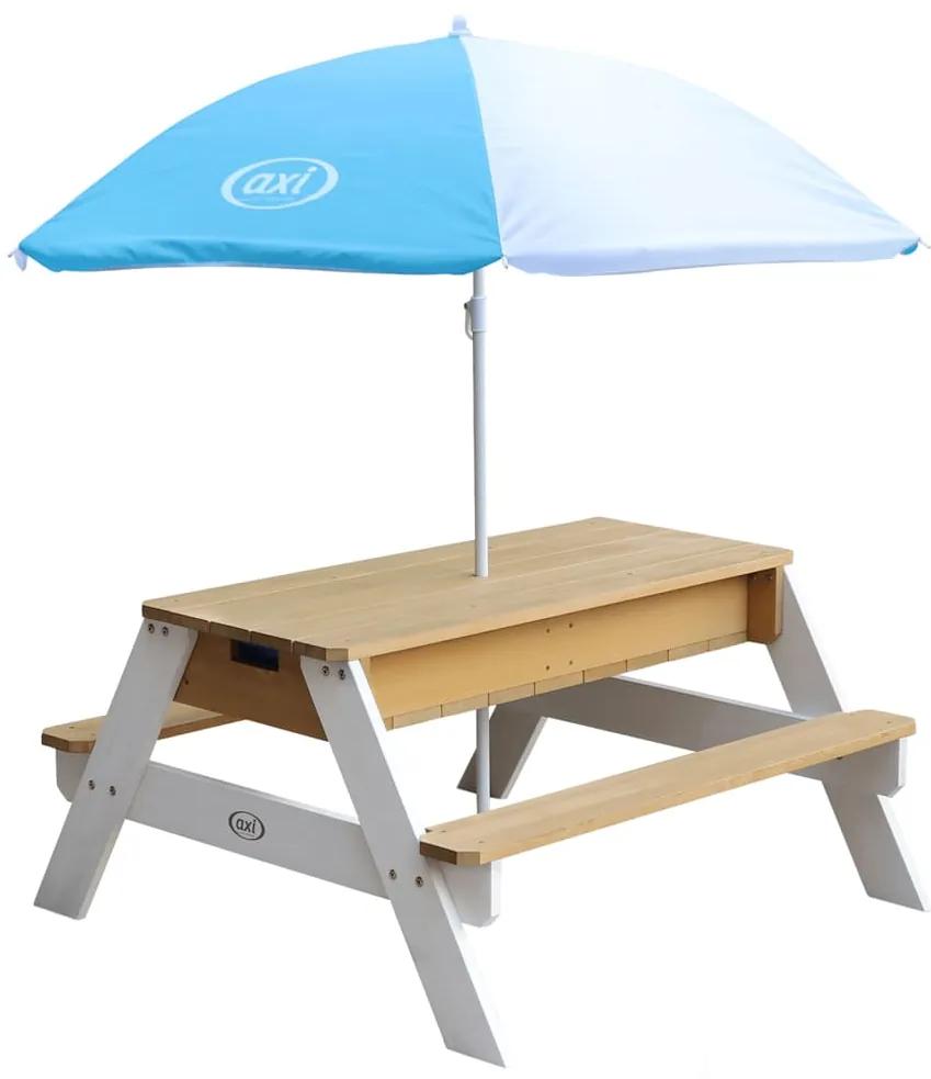 AXI Zand- en waterpicknicktafel Nick met parasol bruin en wit