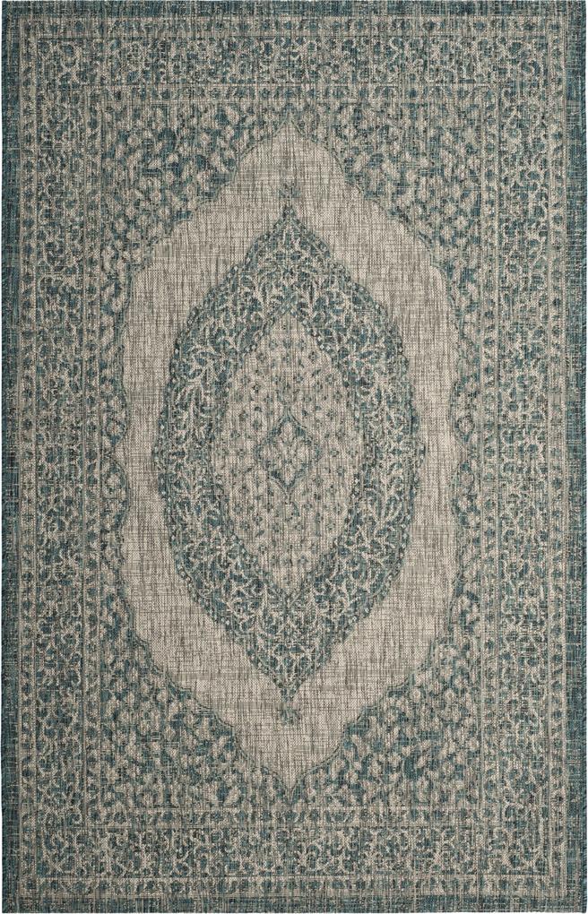 Safavieh | In- & outdoor vloerkleed Amira 120 x 180 cm lichtgrijs, groenblauw vloerkleden polypropyleen vloerkleden & woontextiel vloerkleden