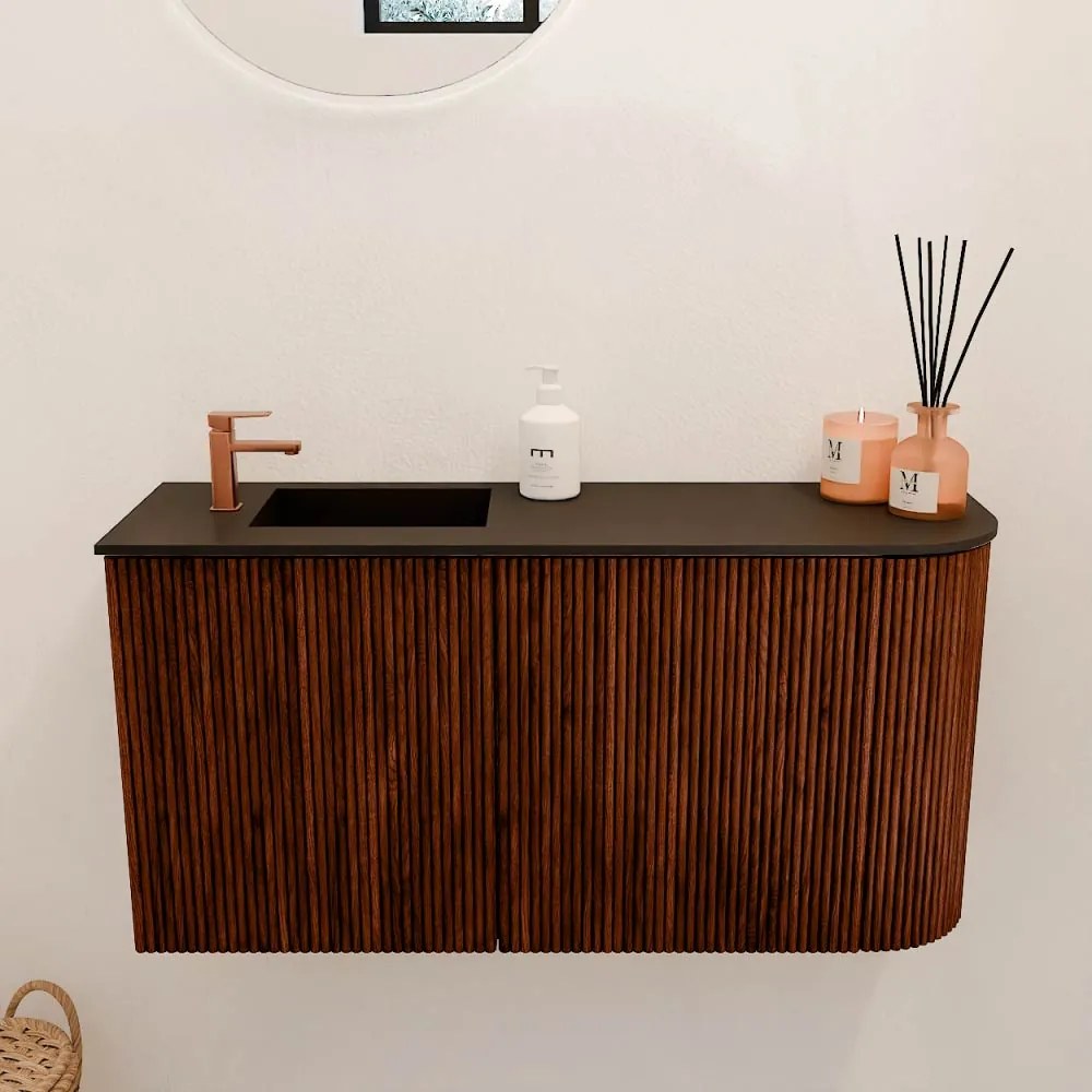 Mondiaz Joya 80cm toiletmeubel ronding rechts ruby met wastafel faye links 1 kraangat urban