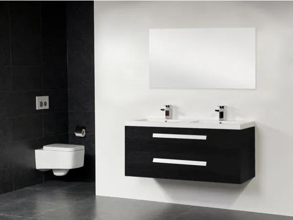 Saniclass Foggia badmeubelset 120cm met 2 wasbakken en 2 kraangaten black wood met spiegel S150421