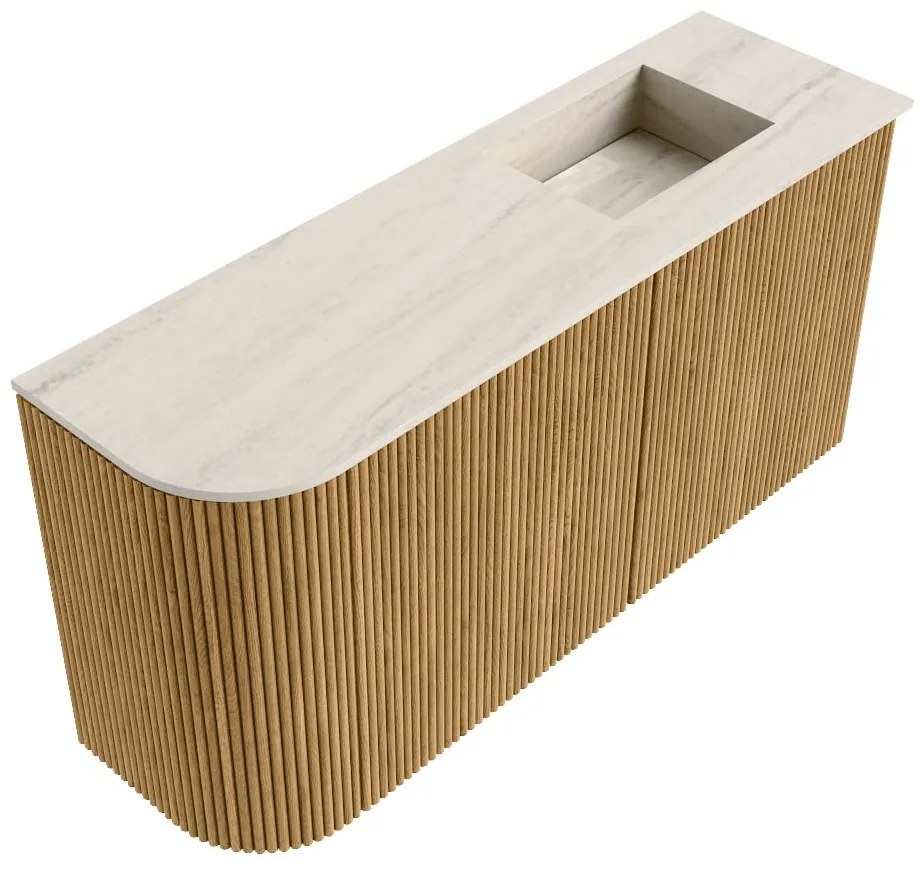 Mondiaz Joya DLux 80cm toiletmeubel ronding links oak met wastafel faye rechts zonder kraangat meli
