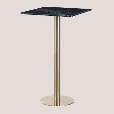 Vierkante Hoge Barkruktafel 60x60 Cm In Cosmopolitan Marmer Groen Marmer Big Flower & Champagne Goud - Sklum
