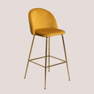 Kana Design Hoge Fluwelen Kruk Goud & Mostaza & ↑75 Cm - Sklum