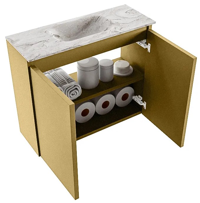 Mondiaz Ture DLux toiletmeubel 60cm oro met wastafel glace midden zonder kraangat