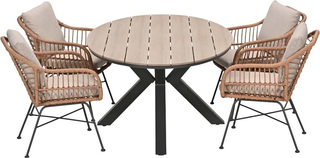 Garden Impressions Lucas tuinset bruin 5-delig - Tulli tuintafel 180x115 cm