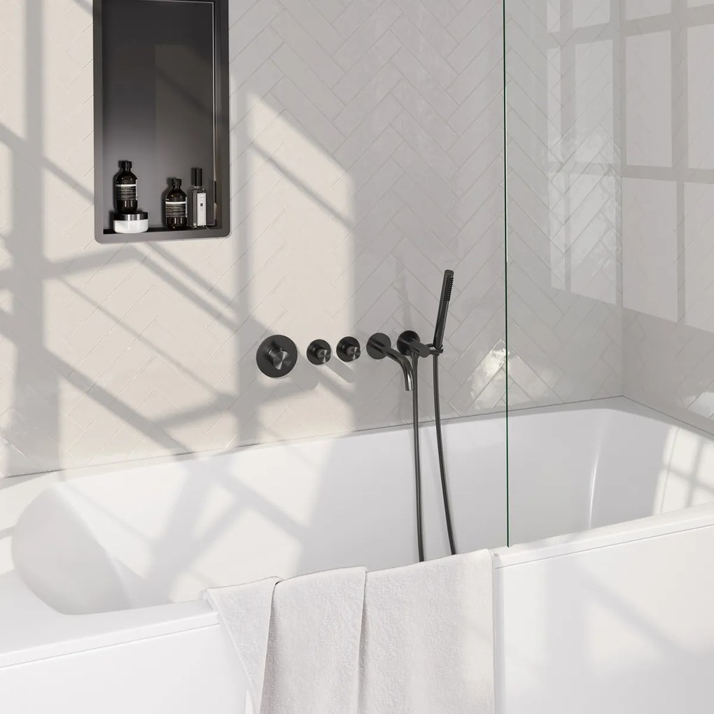 Brauer Stripe inbouw badkraan met staafhanddouche gunmetal geborsteld PVD