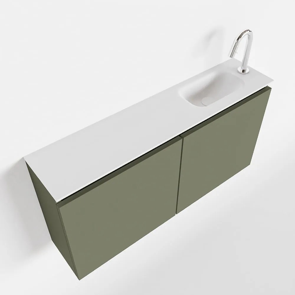 Mondiaz Ture 100cm toiletmeubel army met wastafel talc rechts 1 kraangat