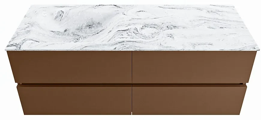 Mondiaz Vica DLux badmeubel 130cm rust 4 lades met wastafel glace links 1 kraangat