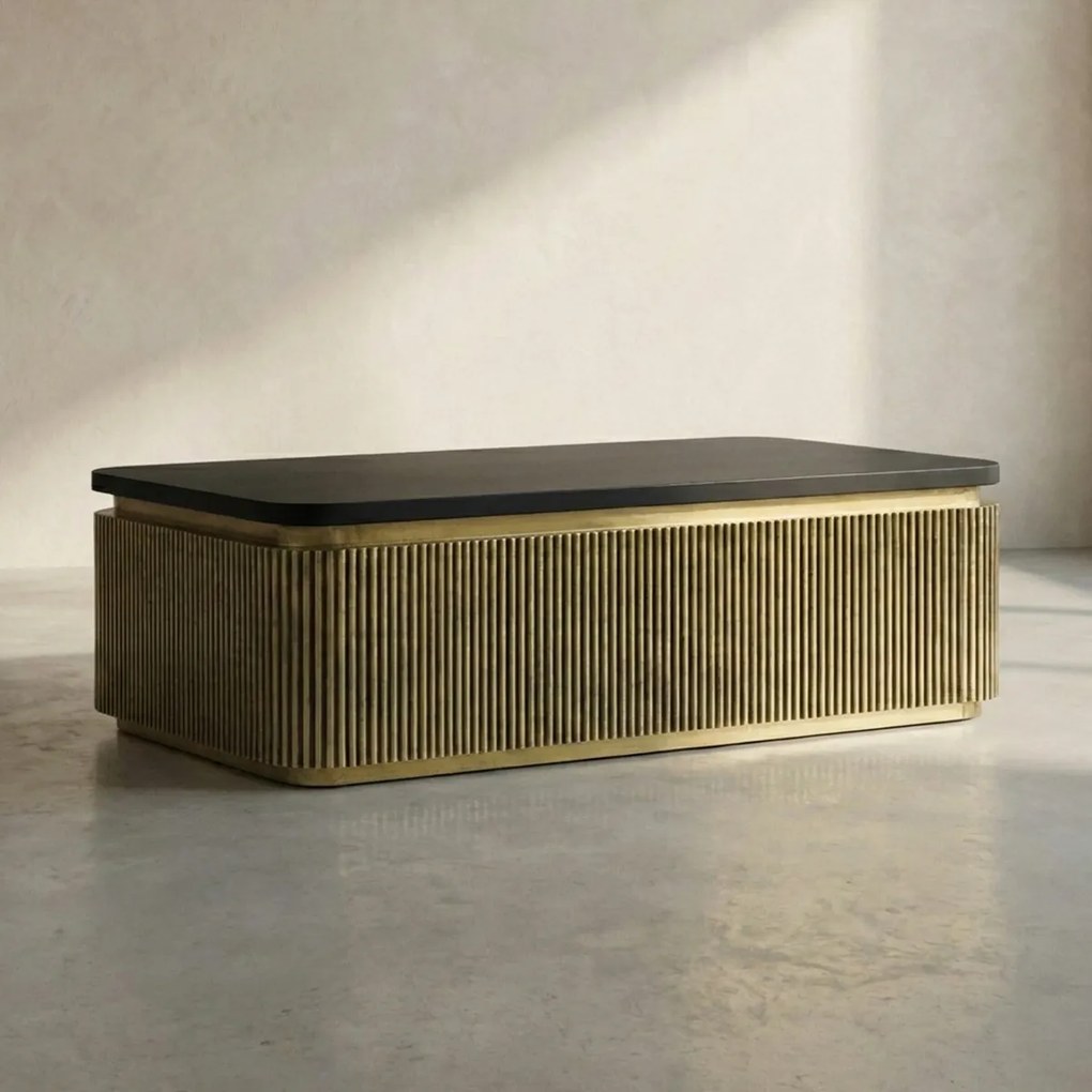 Salontafel Gouden Ribbels Rechthoekig - 110 X 60cm.