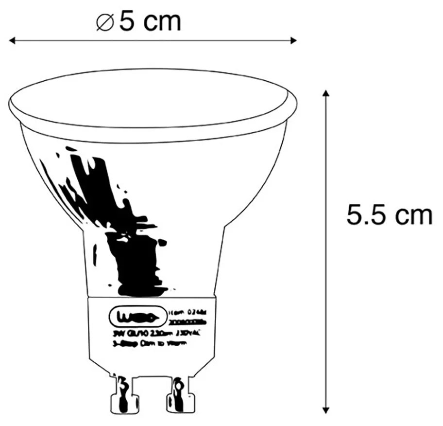 Set van 6 GU10 LED lampen 3W 200 lm 2200K