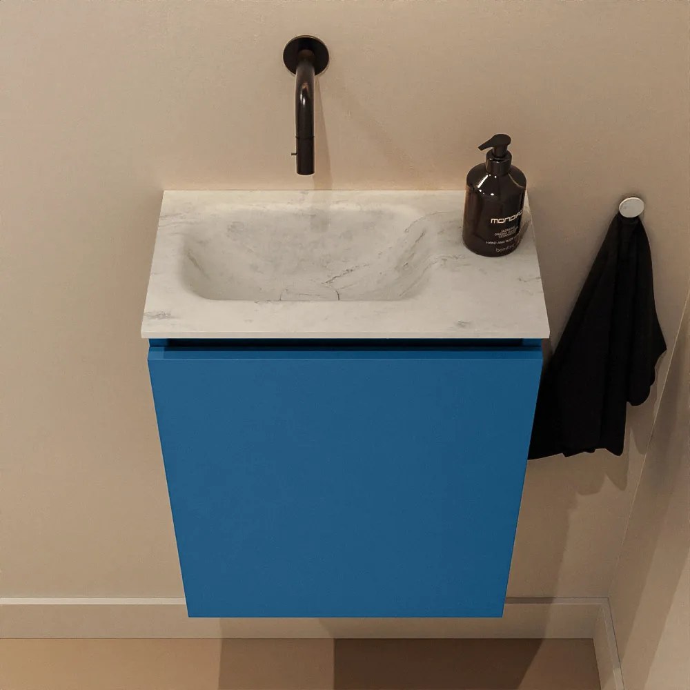 Mondiaz Ture DLux toiletmeubel 40cm jeans met wastafel opalo links zonder kraangat