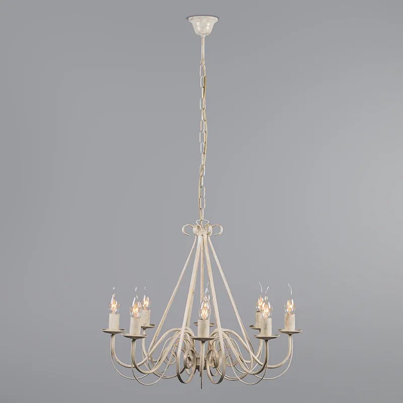 Kroonluchter crème 60 cm met taupe klemkappen - Giuseppe