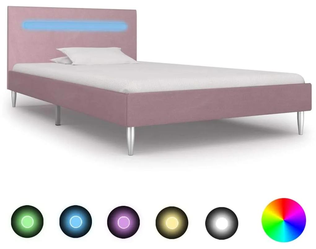 Medina Bedframe met LED stof roze 90x200 cm