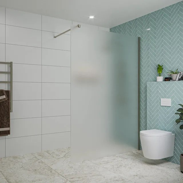 Fortifura Galeria inloopdouche - 140x200cm - mat glas - wandarm - Geborsteld Gunmetal PVD SW797937/SW797907