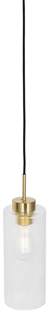 Art Deco hanglamp goud met glas - Laura