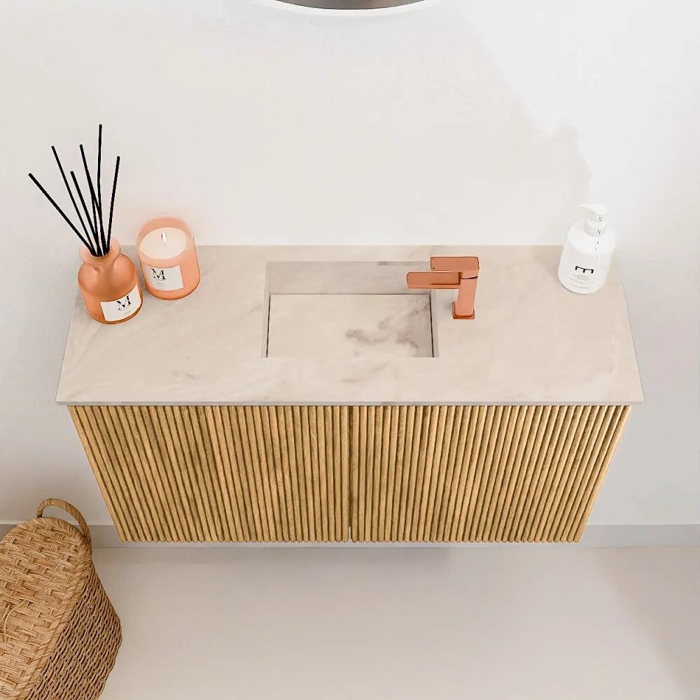 Mondiaz Joya DLux 70cm toiletmeubel oak met wastafel faye midden 1 kraangat frappe