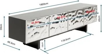 Chroom TV-meubel - 180x40x45cm.
