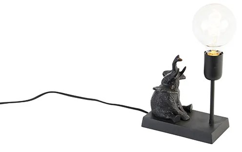 Vintage tafellamp zwart - Animal Elefant Sidde Landelijk E27 Binnenverlichting Lamp
